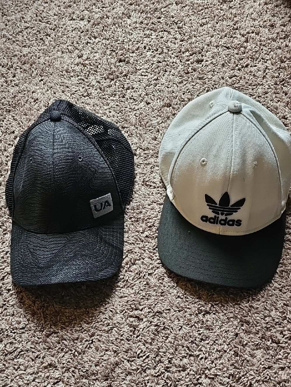 Adidas Two-Tone Trefoil Cap + Black UA Mesh Trucker Hat